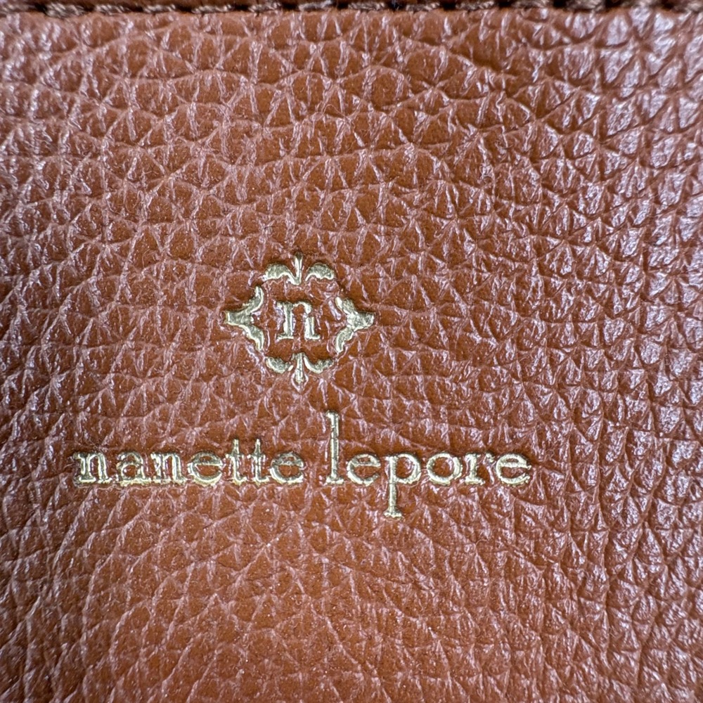 Nanette Lepore Satchel Crossbody Bag 10x8 Cognac Pebbled Croc Chic Purse - Picture 4 of 15